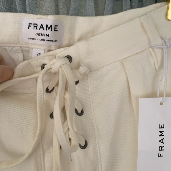 SOLD — Frame Lace-Up Cream Wide Leg Jeans - Picture 2 of 6